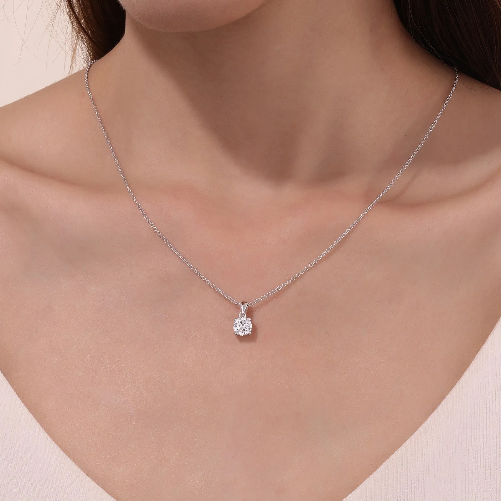 1.5 CTW 4-Prong Solitaire Necklace