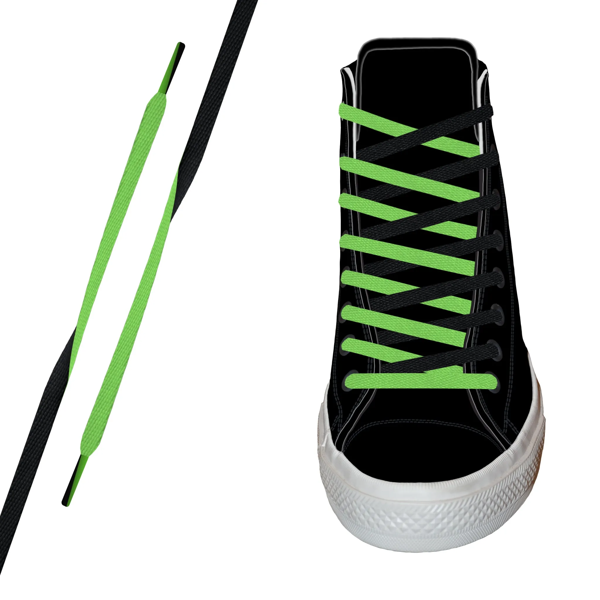 2-Tone Reversible Lime Green/Black Flat Lace