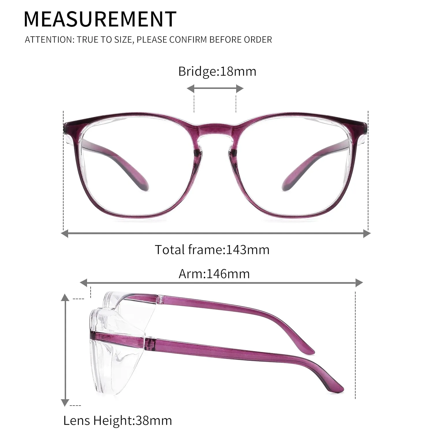 Alsenor Safety Glasses Anti Fog Goggles Protective Eyewear Blue Light Blocking Anti Dust UV Protection Glasses For Men Women (2 Pack (New Purple   Black))