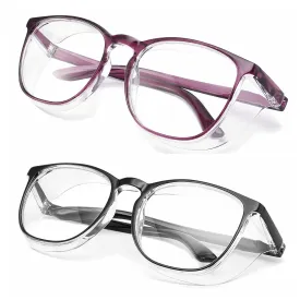 Alsenor Safety Glasses Anti Fog Goggles Protective Eyewear Blue Light Blocking Anti Dust UV Protection Glasses For Men Women (2 Pack (New Purple   Black))