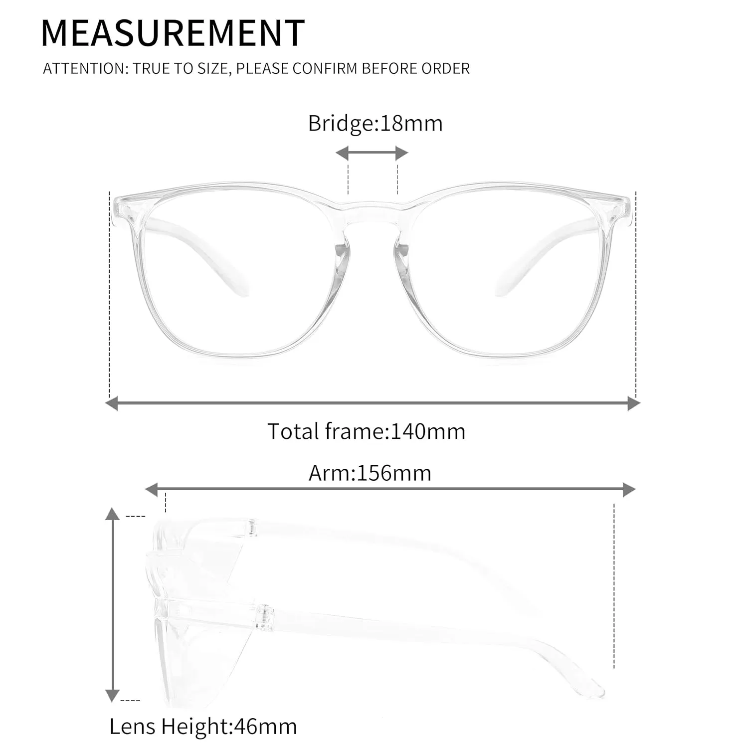 Alsenor Safety Glasses Anti Fog Goggles Protective Eyewear Blue Light Blocking Anti Dust UV Protection Glasses For Men Women (Transparent)