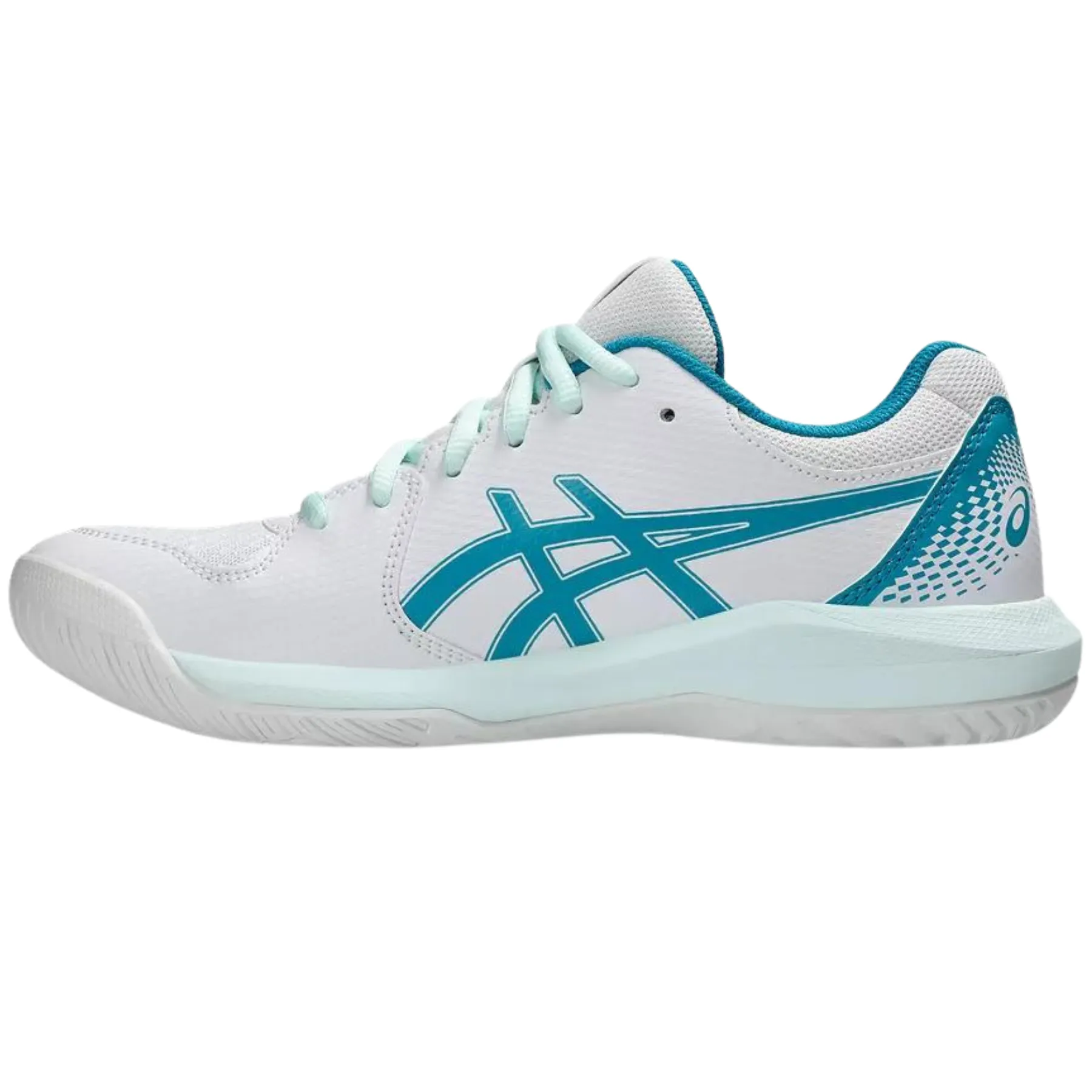 Asics Gel Dedicate 8 Womens Tennis Shoes - White/Teal Blue