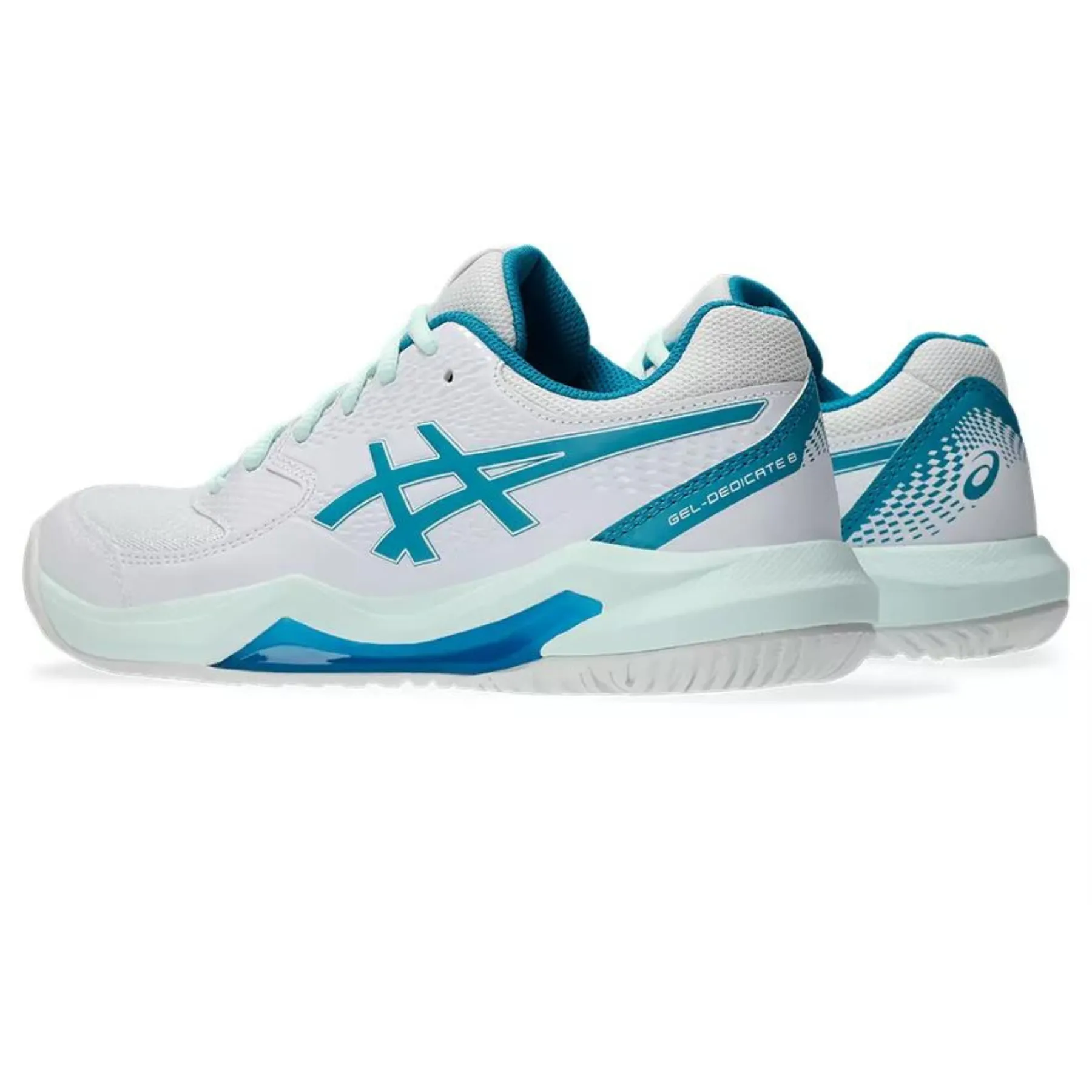 Asics Gel Dedicate 8 Womens Tennis Shoes - White/Teal Blue