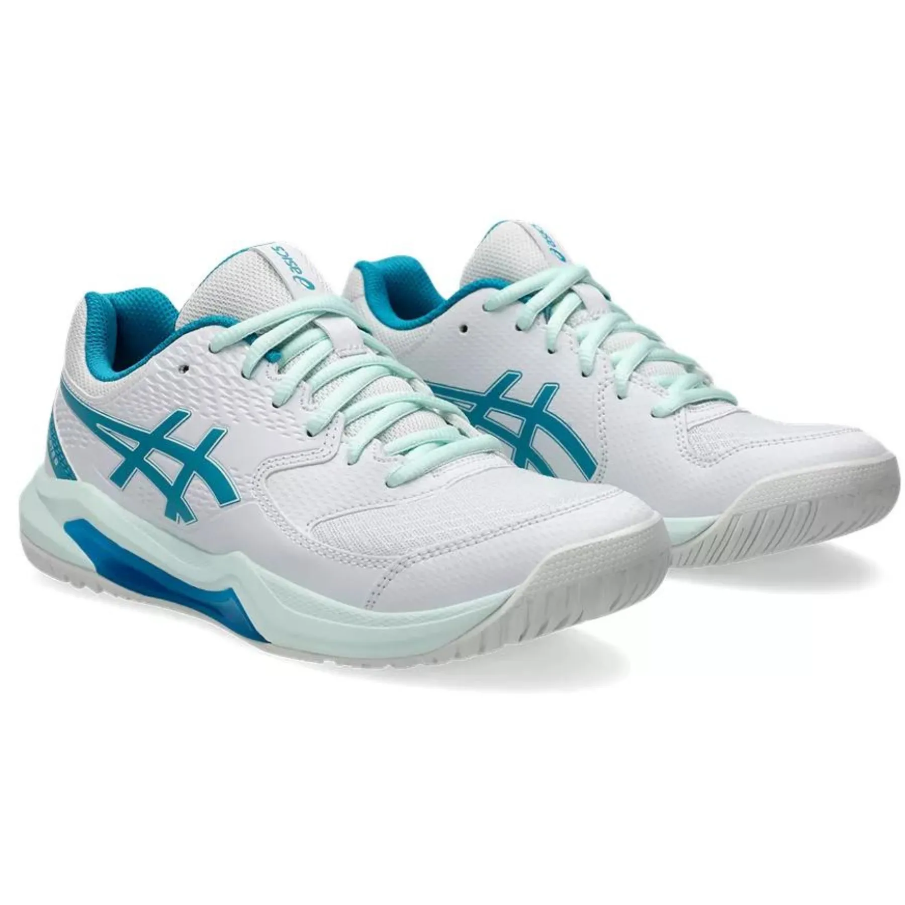 Asics Gel Dedicate 8 Womens Tennis Shoes - White/Teal Blue