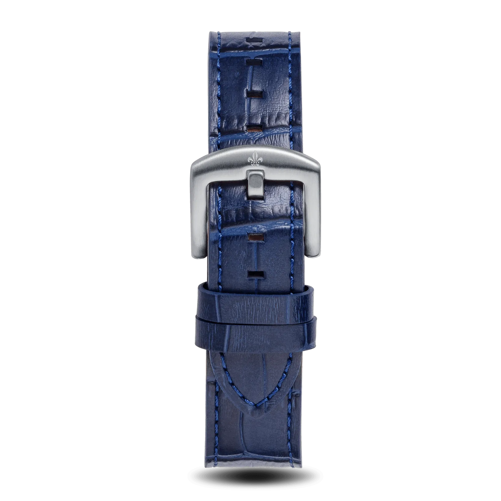 Blue Croc Pattern Leather Strap With Silver Buckle - Prague Deluxe