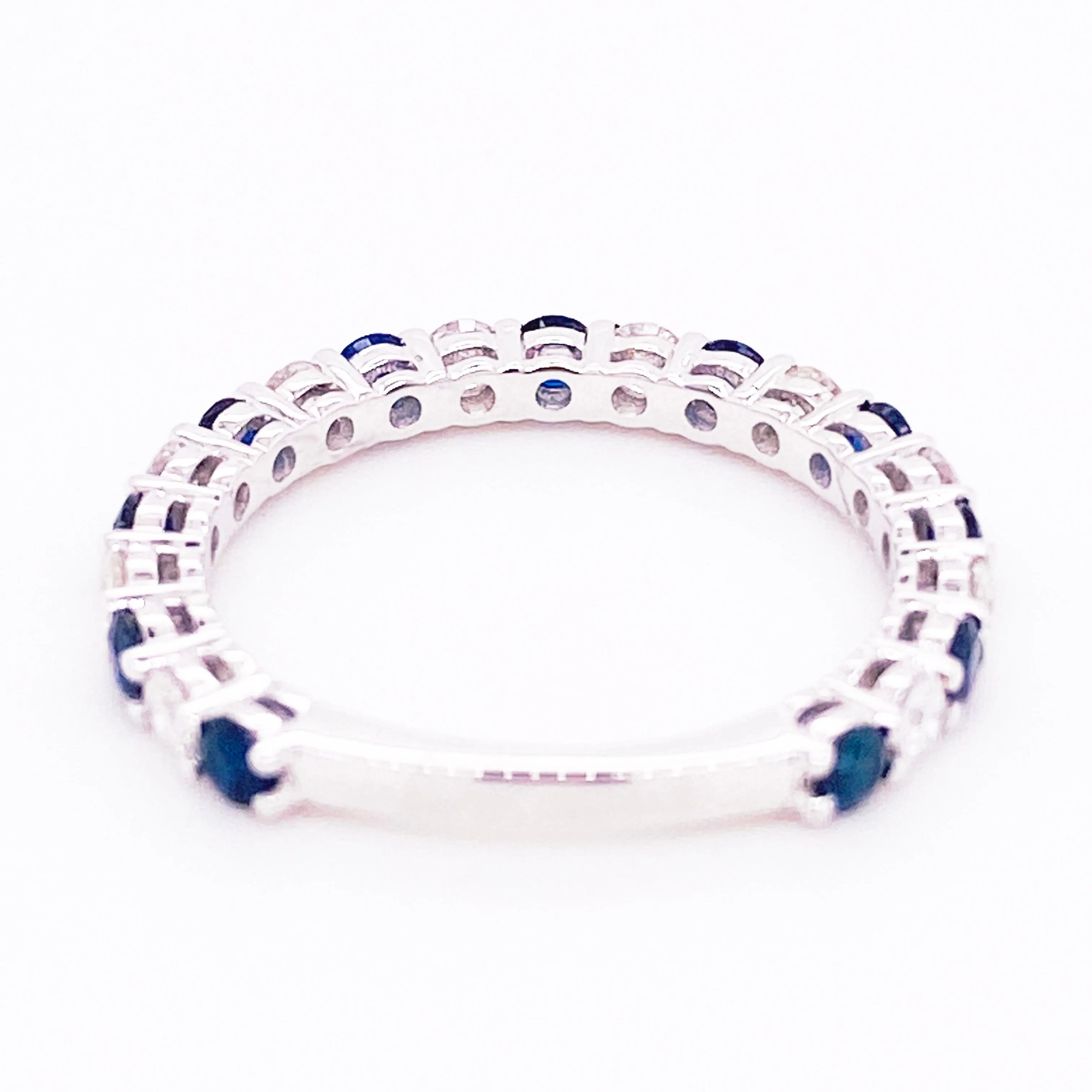 Blue Sapphire Diamond Stackable Ring