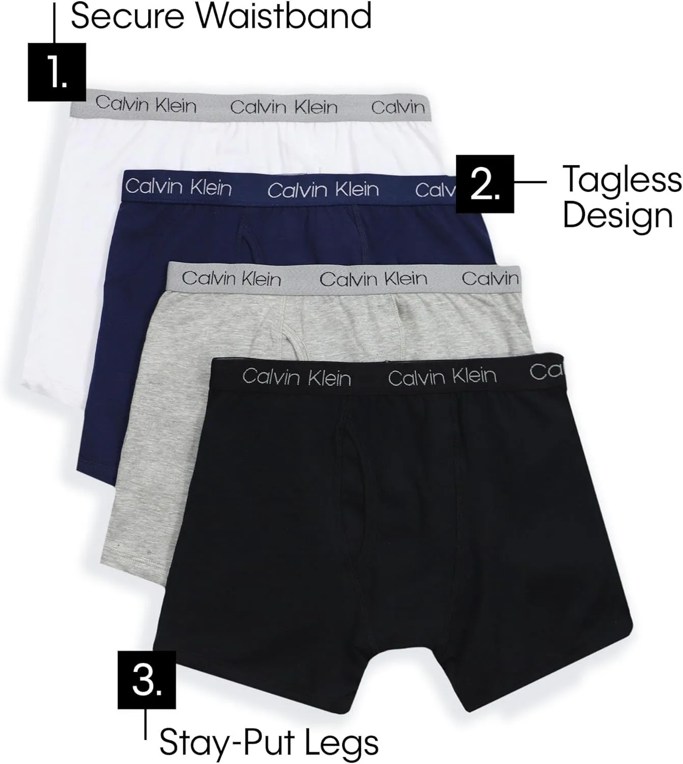 Calvin Klein Boys' Modern Cotton Boxer Briefs (5 Pack)