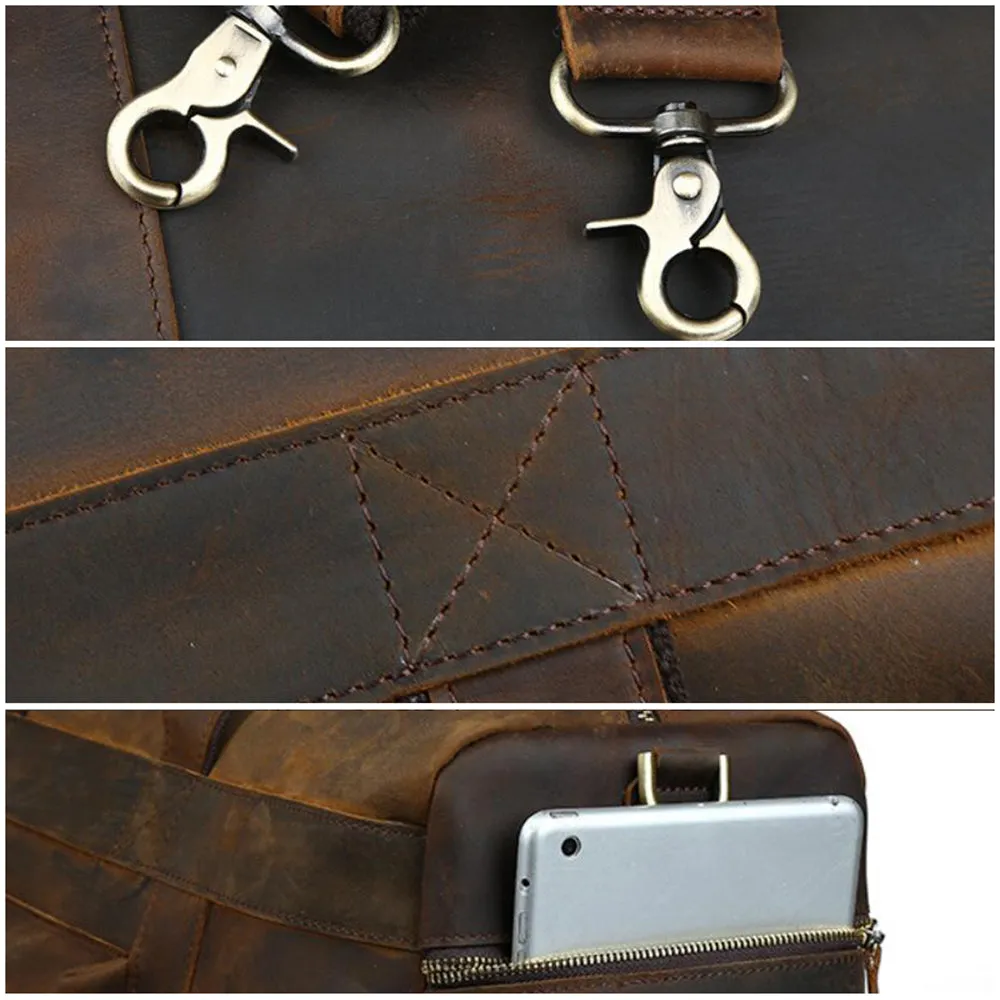 Christmas Gifts Men's Leather Travel Bag Leather Duffle Bag Leather Weekender Bag Men Overnight Bag