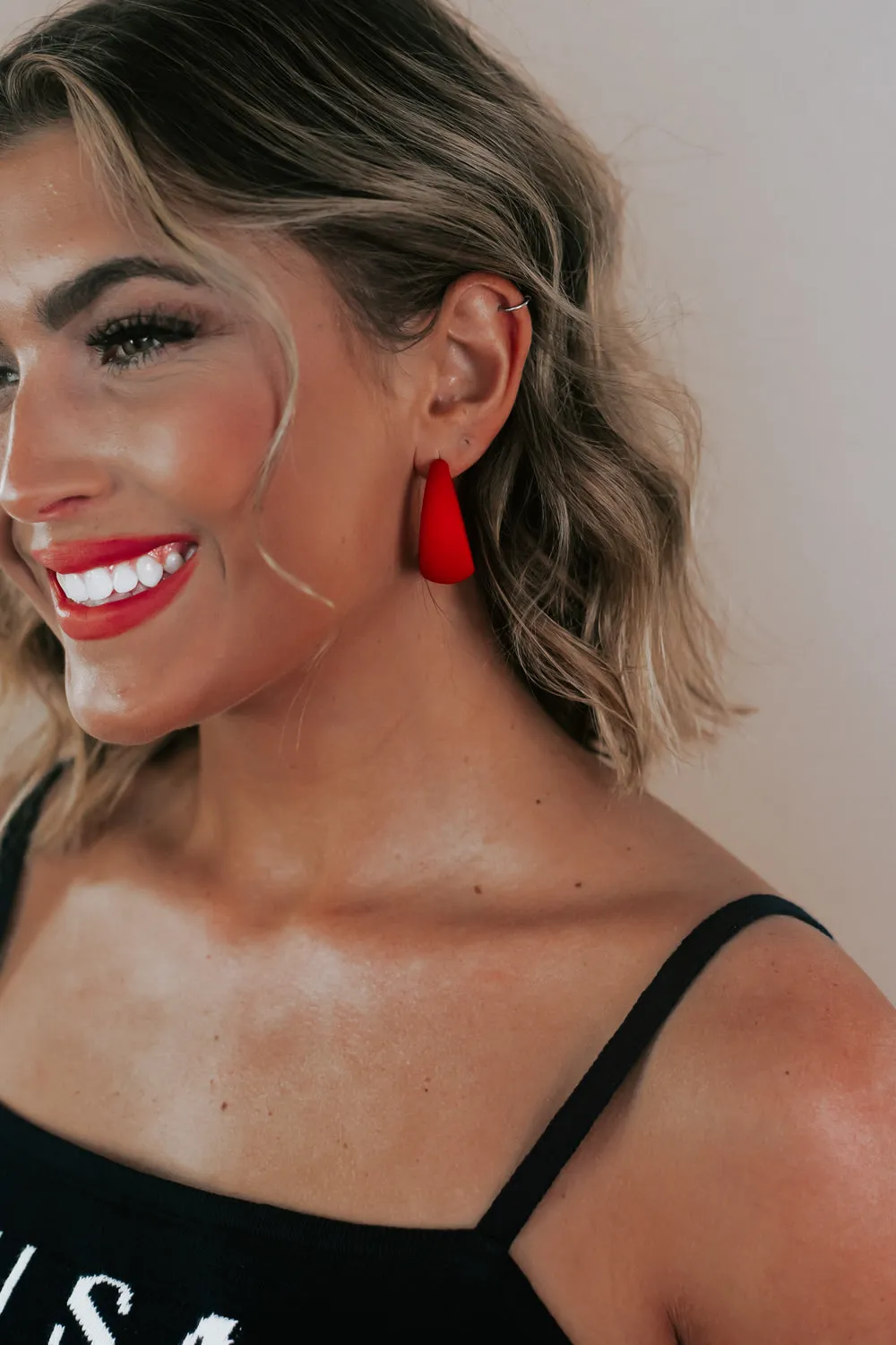 Coated Hoop Earring, Red
