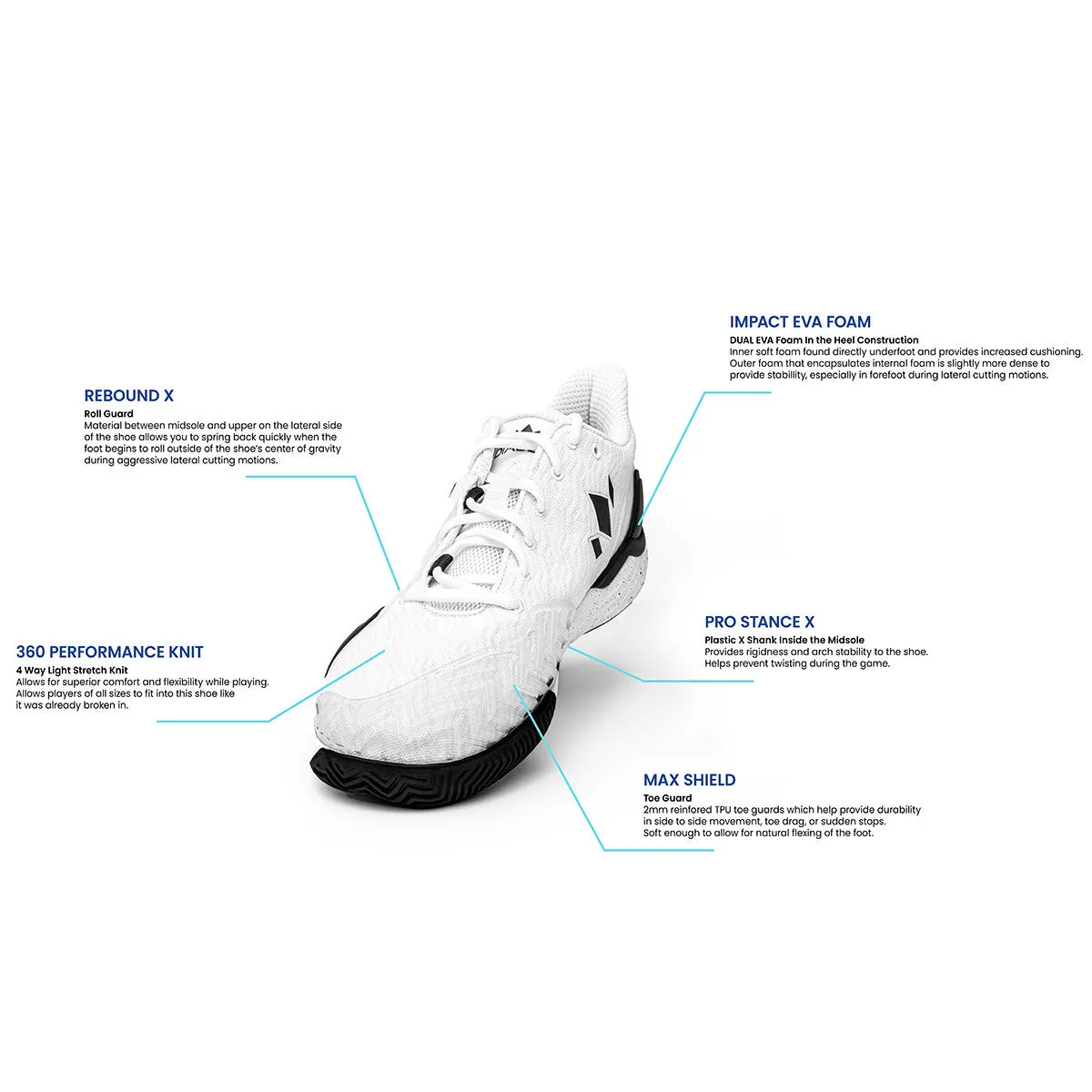 Diadem Men's Court Burst Pickleball Shoes - White/Black