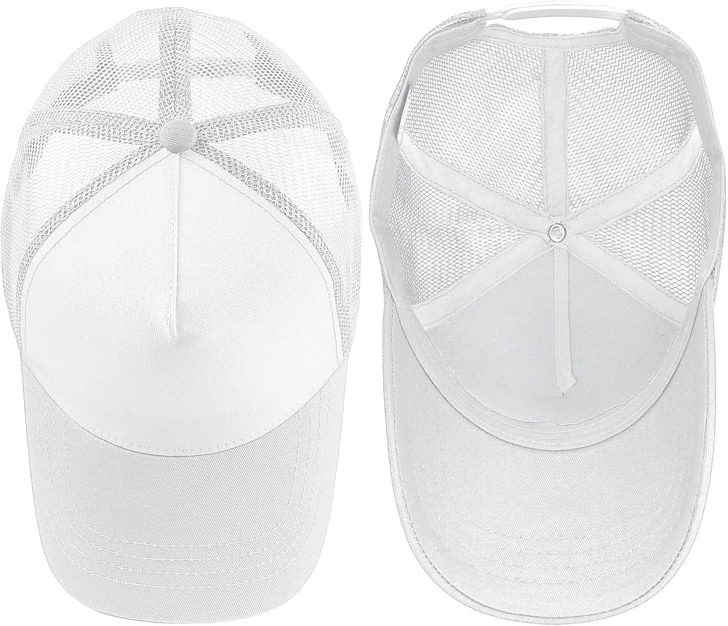 Falari 5-Panel Mesh Baseball Cap, Trucker Hat, Structured Plain Design, Cotton, Adjustable Size
