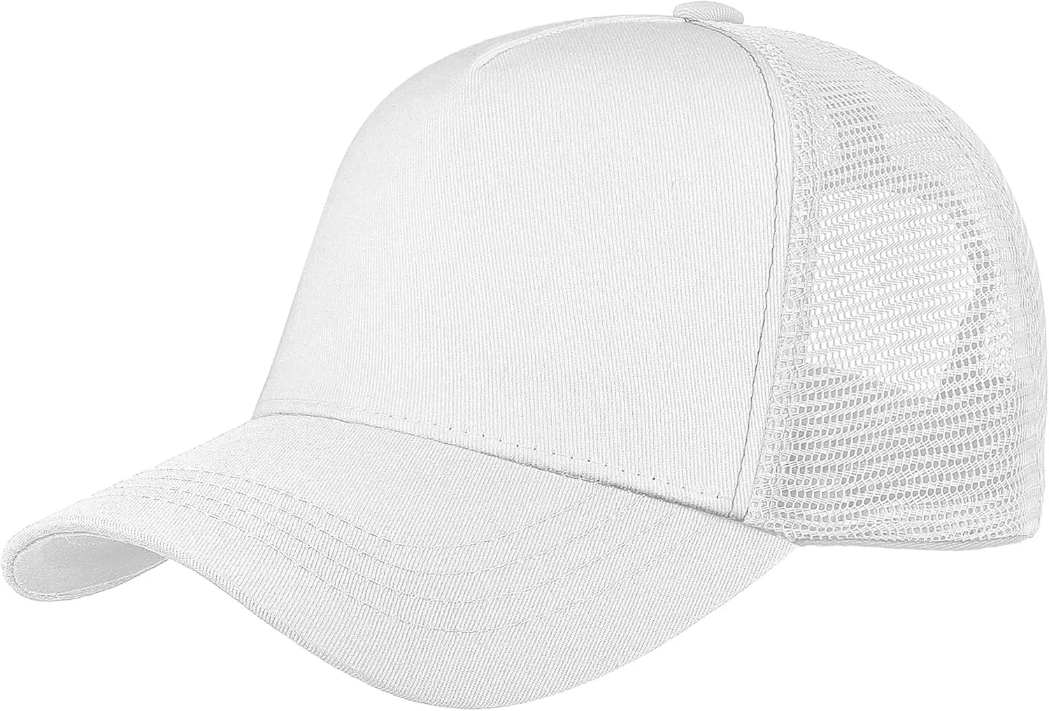 Falari 5-Panel Mesh Baseball Cap, Trucker Hat, Structured Plain Design, Cotton, Adjustable Size