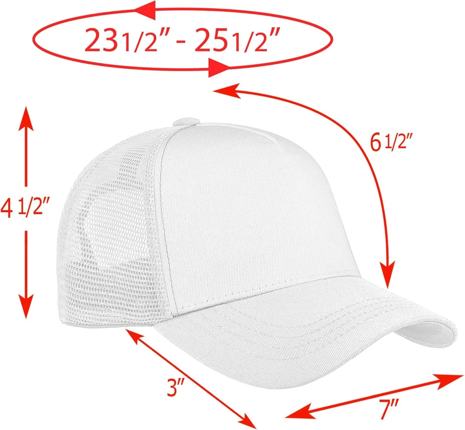 Falari 5-Panel Mesh Baseball Cap, Trucker Hat, Structured Plain Design, Cotton, Adjustable Size