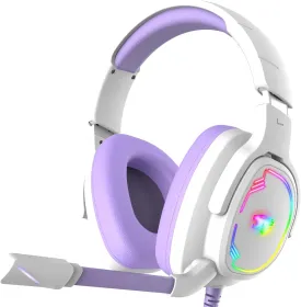 Gaming Headset for PC/PS4/PS5/Xbox One/Switch, Stereo Surround Sound Gaming Headphones with Noise Canceling Flexible Mic, Computer Headset with 3.5mm Jack(Purple)