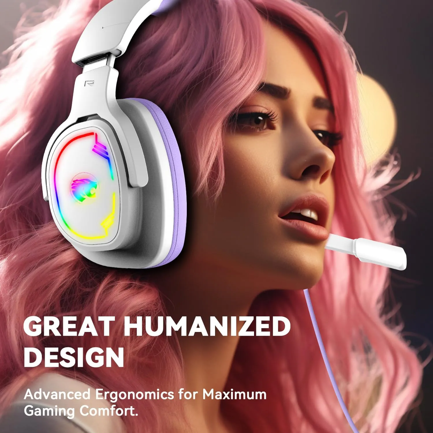 Gaming Headset for PC/PS4/PS5/Xbox One/Switch, Stereo Surround Sound Gaming Headphones with Noise Canceling Flexible Mic, Computer Headset with 3.5mm Jack(Purple)
