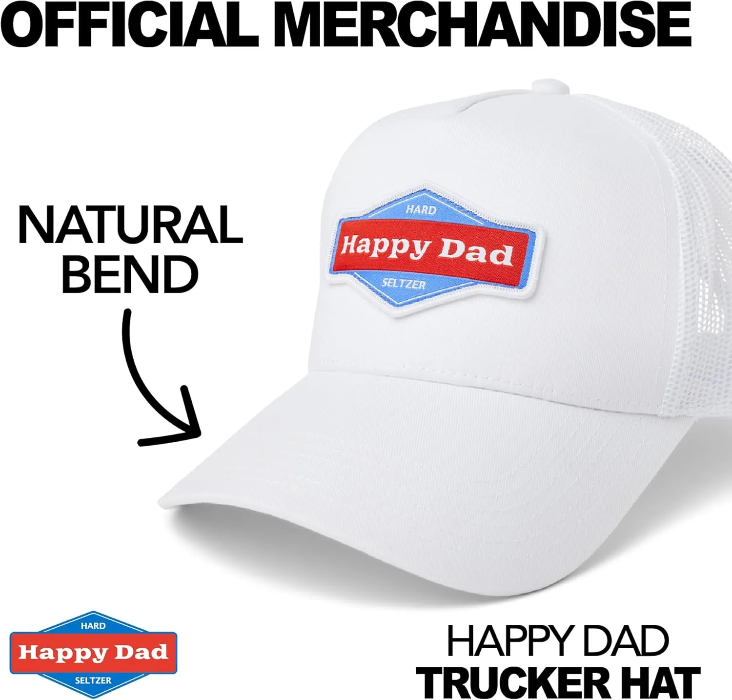 Happy Dad Hats for Men and Women, Available in Trucker Hat, 6 Panel Snapback Hat or Baseball Cap, Holiday & Birthday Gifts