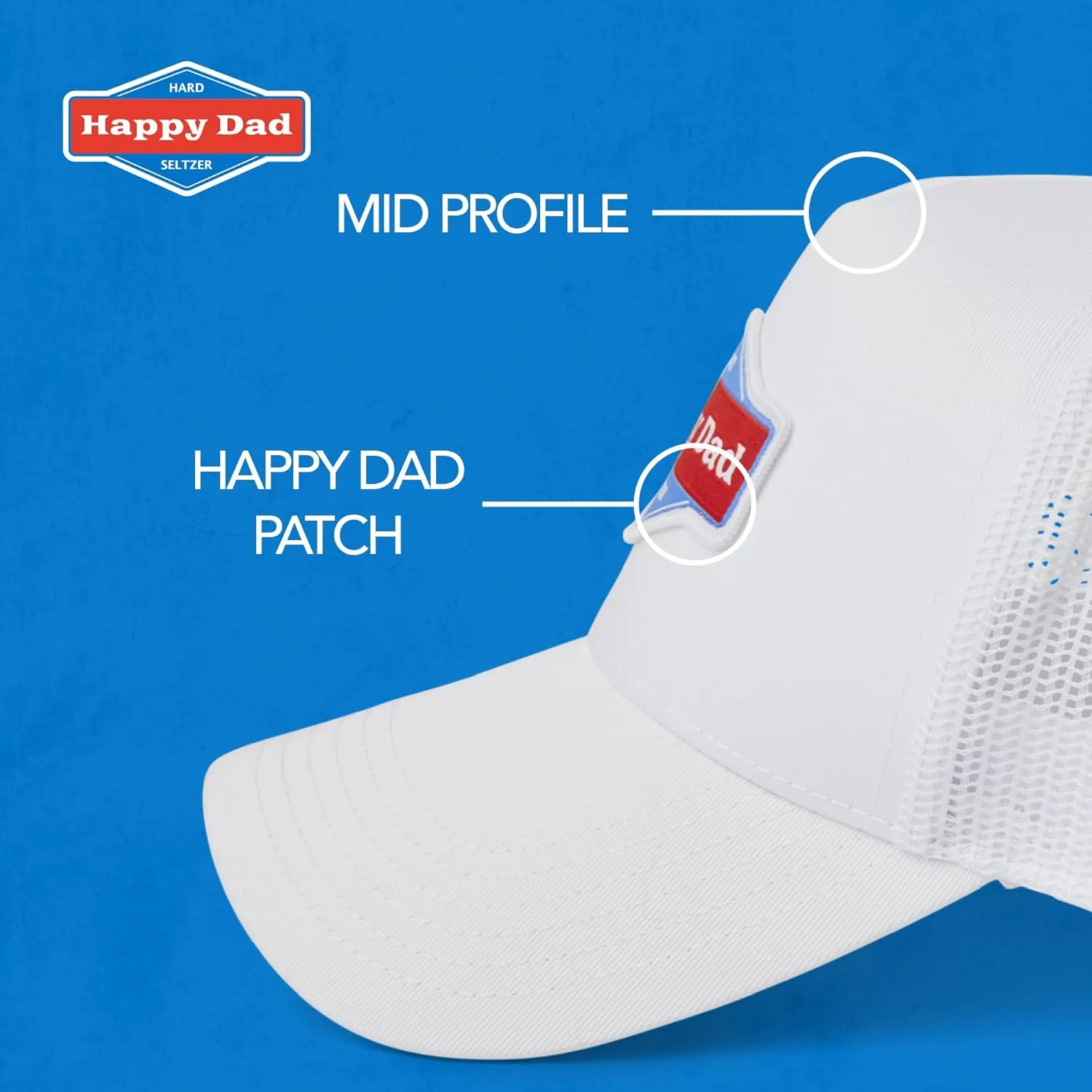 Happy Dad Hats for Men and Women, Available in Trucker Hat, 6 Panel Snapback Hat or Baseball Cap, Holiday & Birthday Gifts