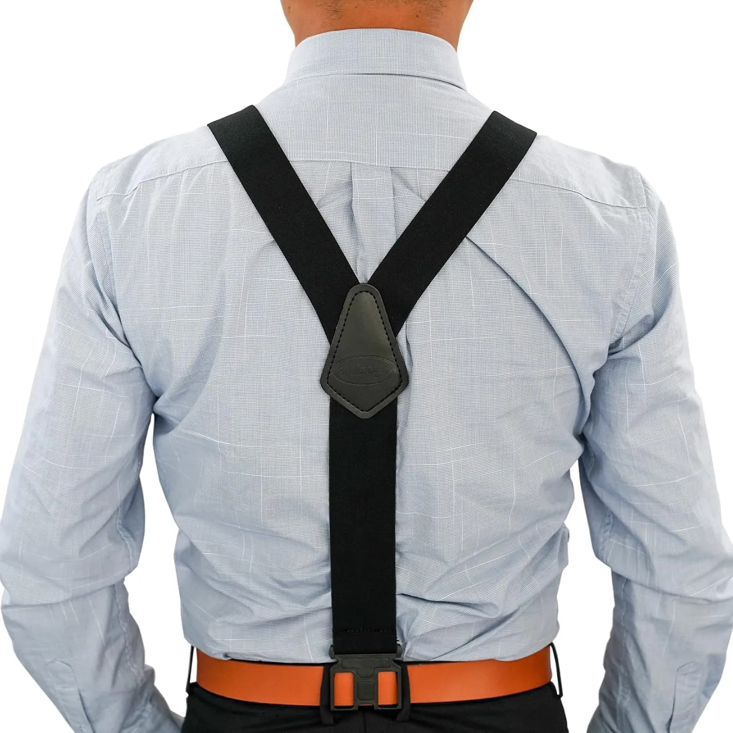 MELOTOUGH Belt Clip Suspenders for Men's Elastic Hook End Plastic Clip Suspenders Non Metal Airport Friendly