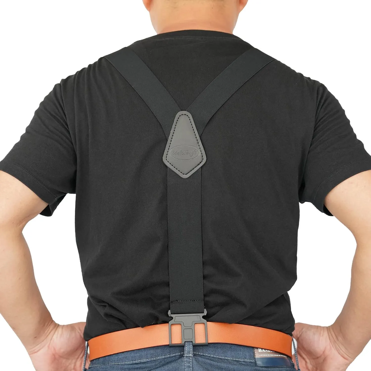 MELOTOUGH Belt Clip Suspenders for Men's Elastic Hook End Plastic Clip Suspenders Non Metal Airport Friendly