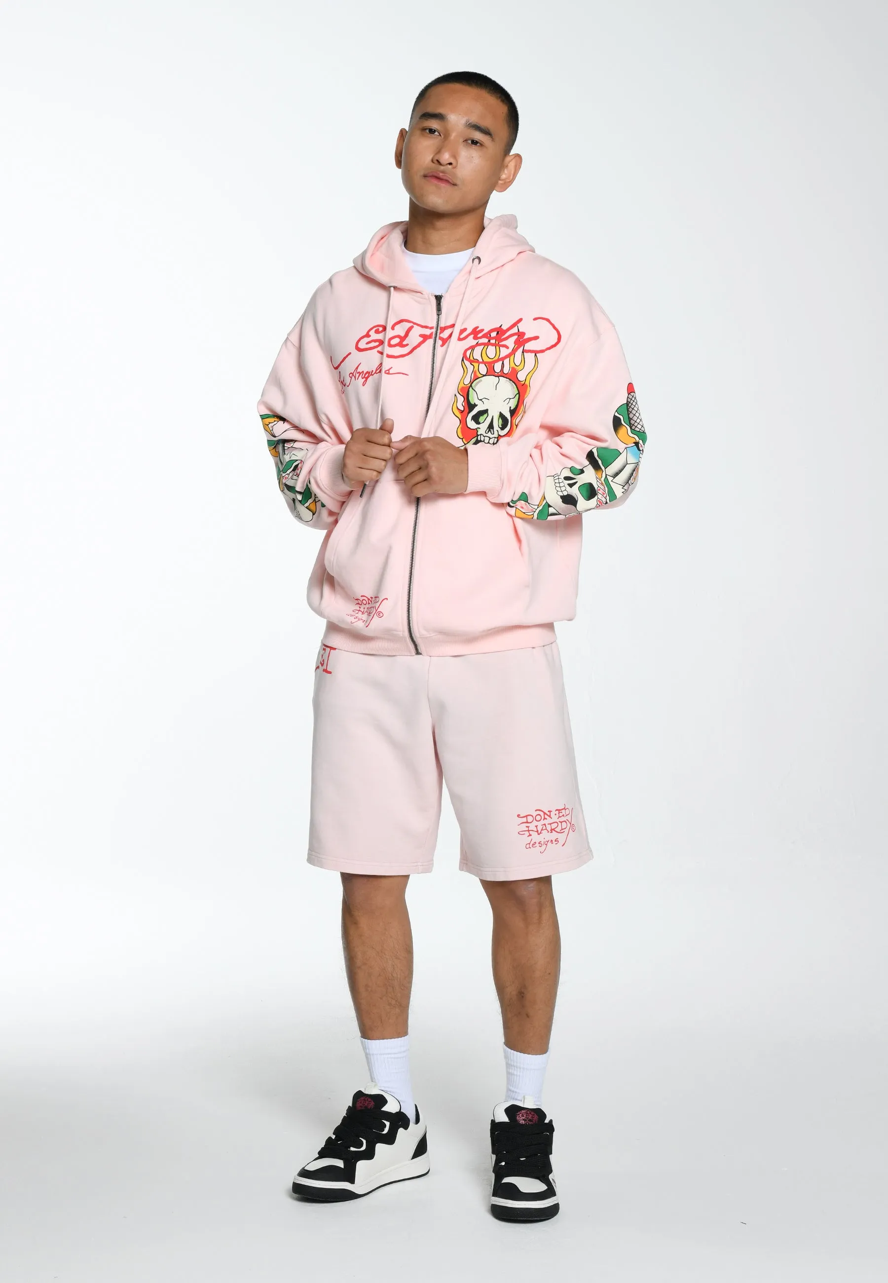 Mens True Till Death Sweat Shorts - Washed Pink