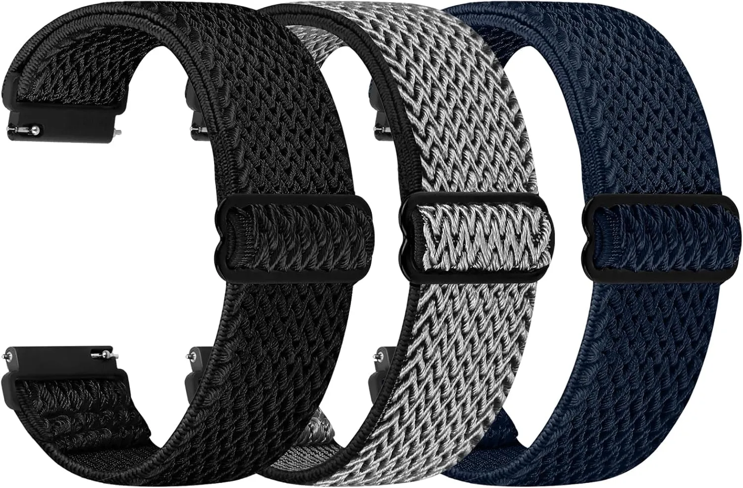 Quick Release Watch Band - Choice of Width -18mm 19mm 20mm 22mm 24mm Watch Bands, Solo Loop Adjustable Elastic Nylon Watch Straps Replacement Wristband for Men Women
