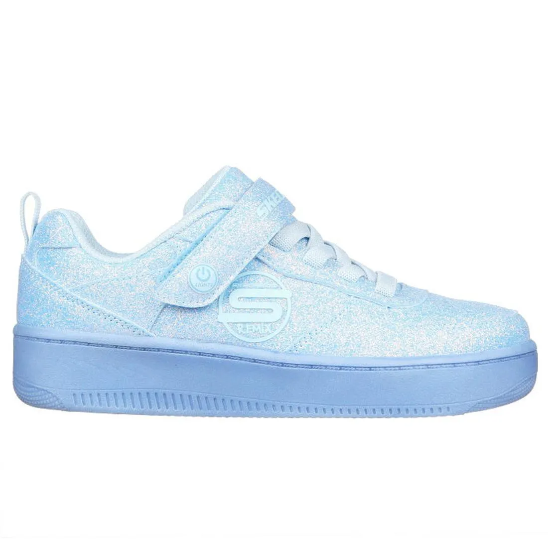 Skechers Kids S Lights Sport Court 92 Sparkle Remix Light Blue