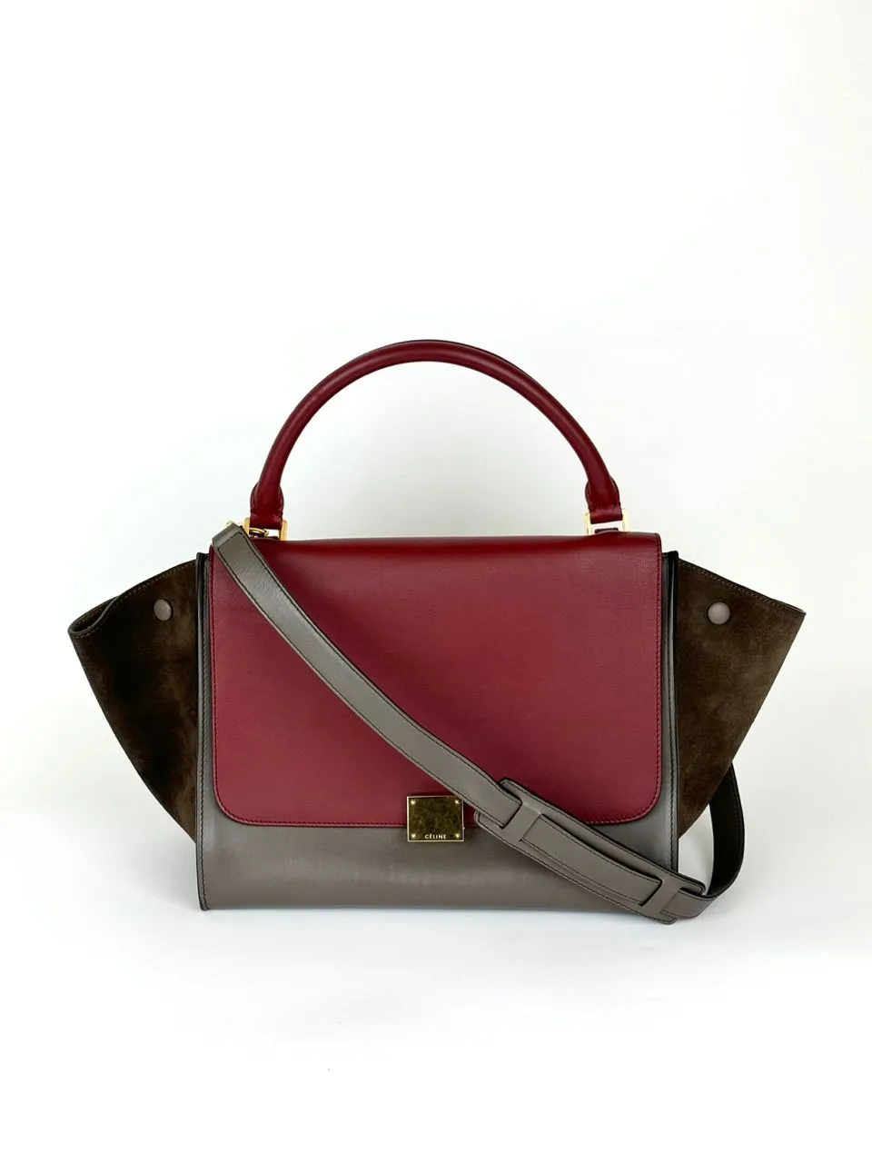 Small Trapeze Bag in Granite Tri-Color Leather and Suede
