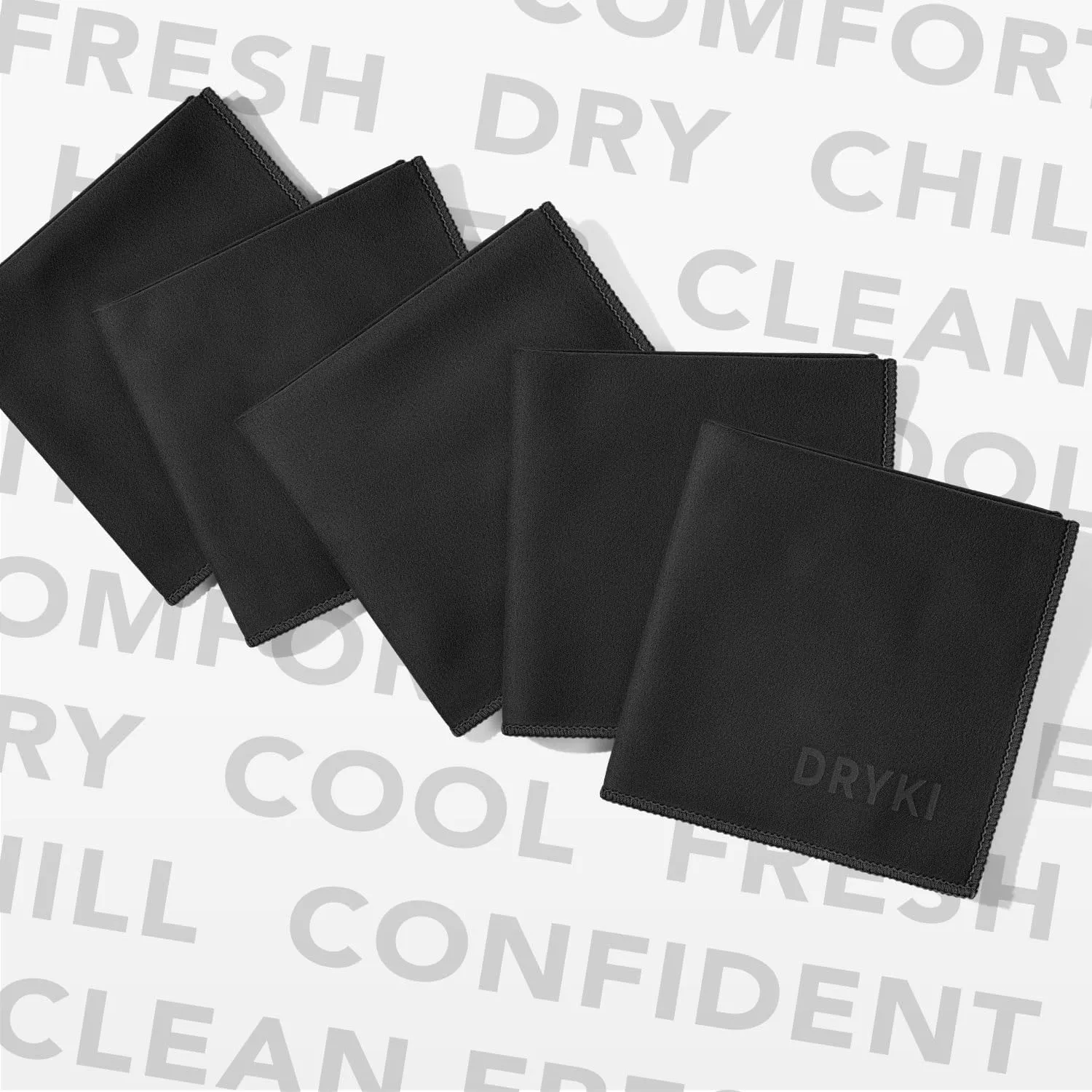Sweat Absorbing Handkerchiefs - Quick-Dry Microfiber Sweat Rags & Towels for Face, Hands, & Body - Perfect for Gym, Sports, and Work (Black: 5 Pack)