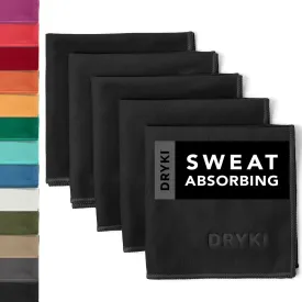 Sweat Absorbing Handkerchiefs - Quick-Dry Microfiber Sweat Rags & Towels for Face, Hands, & Body - Perfect for Gym, Sports, and Work (Black: 5 Pack)