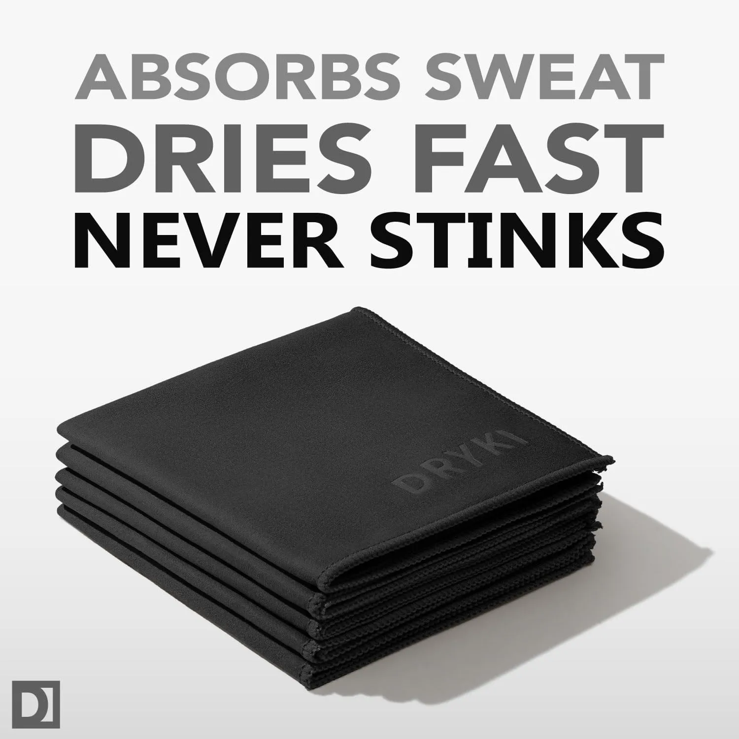 Sweat Absorbing Handkerchiefs - Quick-Dry Microfiber Sweat Rags & Towels for Face, Hands, & Body - Perfect for Gym, Sports, and Work (Black: 5 Pack)