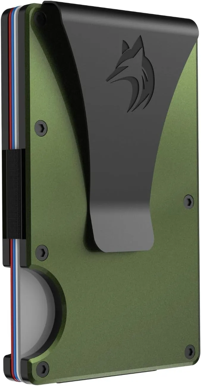 wallets for men, Metal Wallets For Men Minimalist Credit Card Holder - Slim Wallet for Men with RFID Blocking - Front Pocket Wallet with Money Clip (Green)